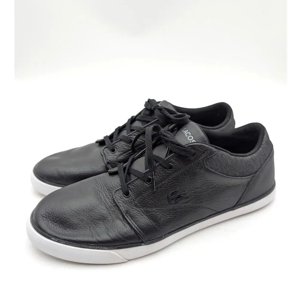 Lacoste Minzah Lace-Up Sneaker Shoes Round Toe Men's Black/White Size US13 EU47